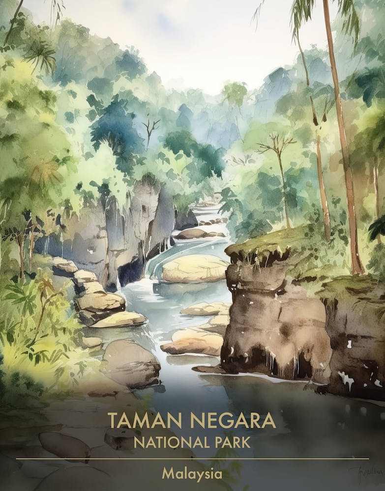 Taman Negara National Park Malaisie Aquarelle 2