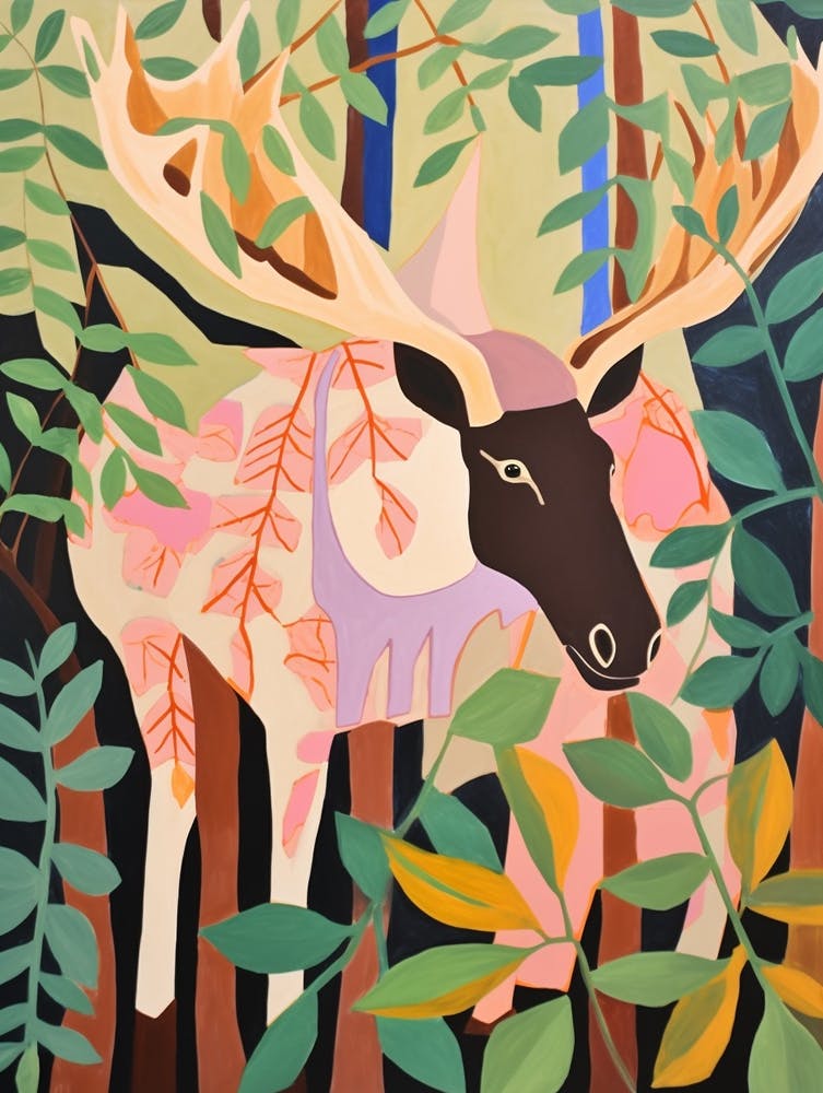 Maximalist Animal Painting Moose 1