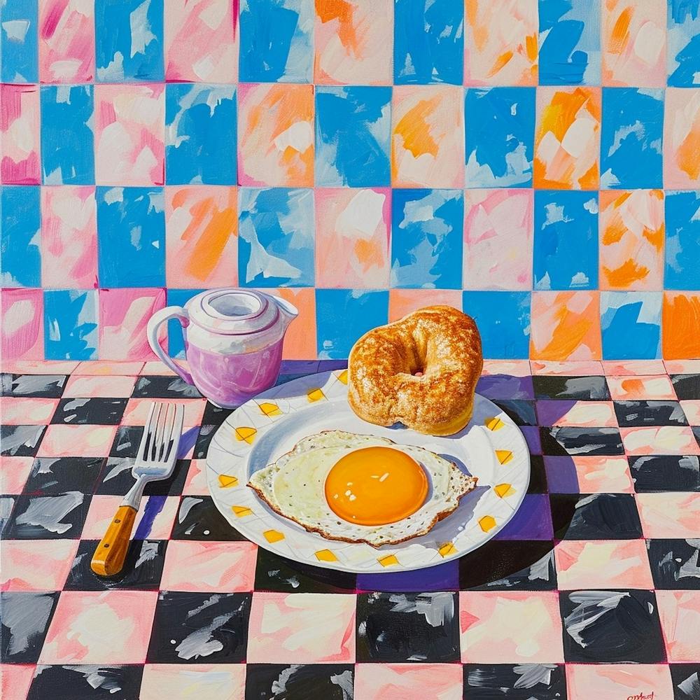 Continental Breakfast Pastel Checkerboard 3