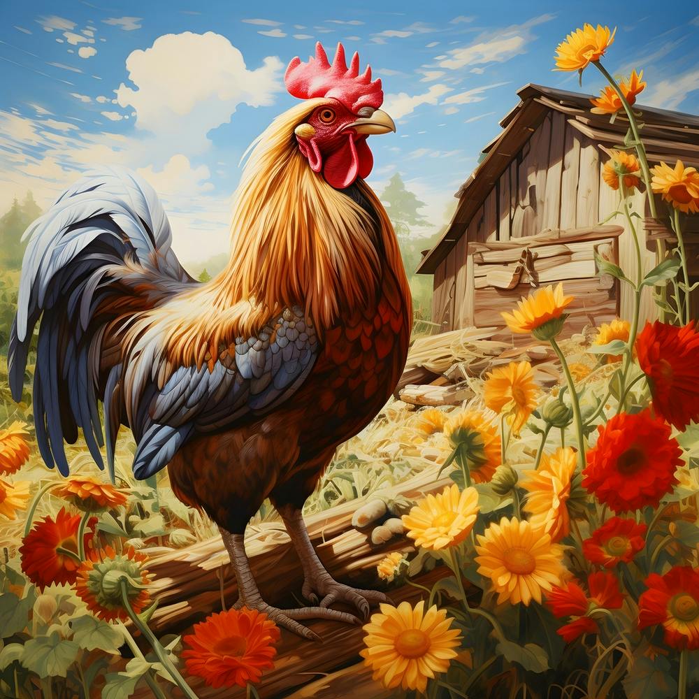 Rooster In The Field 5