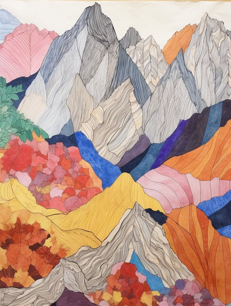Mount Olympus Greece 4 Colourful Mountain Illustration