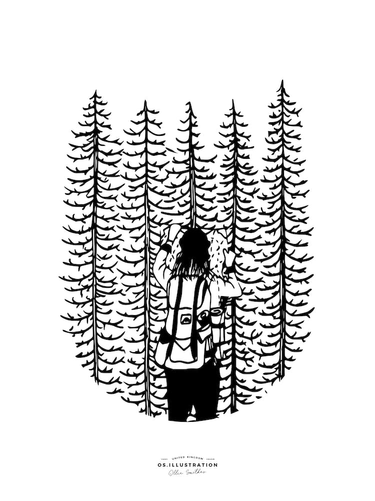 Woodland Adventure Fineline Illustration