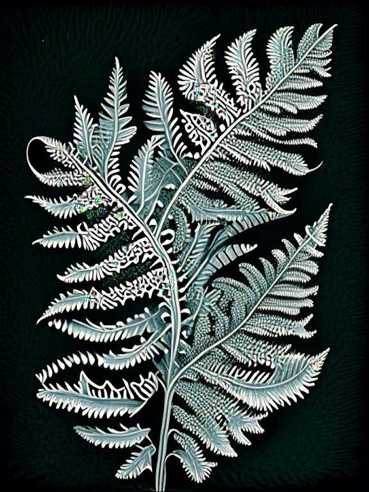 Silver Lace 4 Fern Vintage Botanical Poster