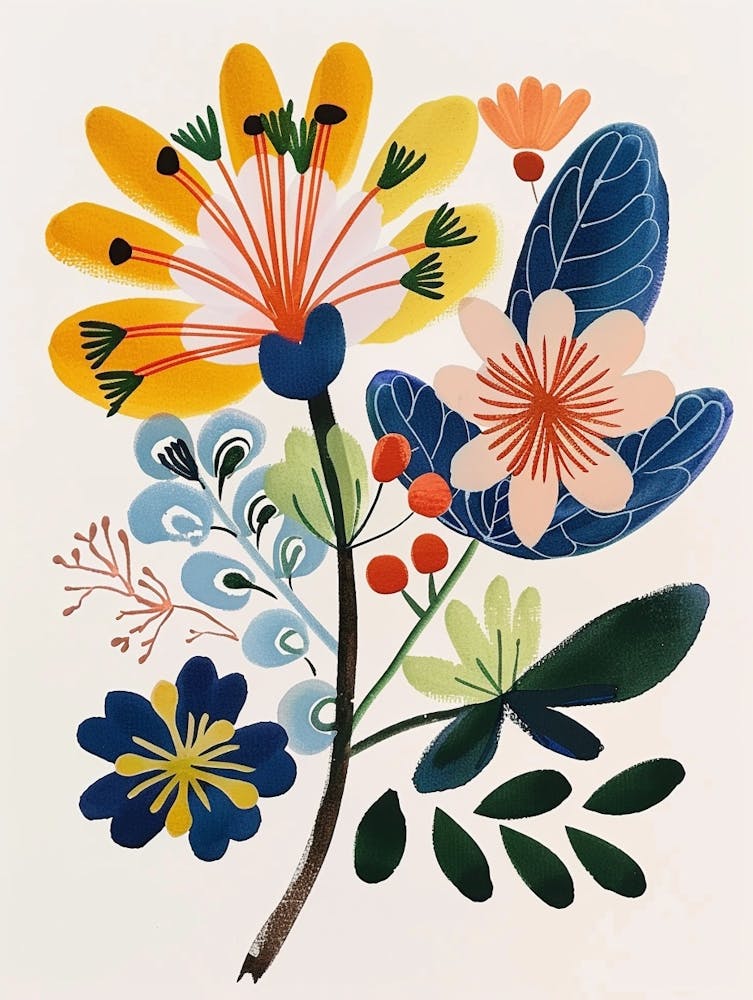 Painted Florals Peacock Flower 1