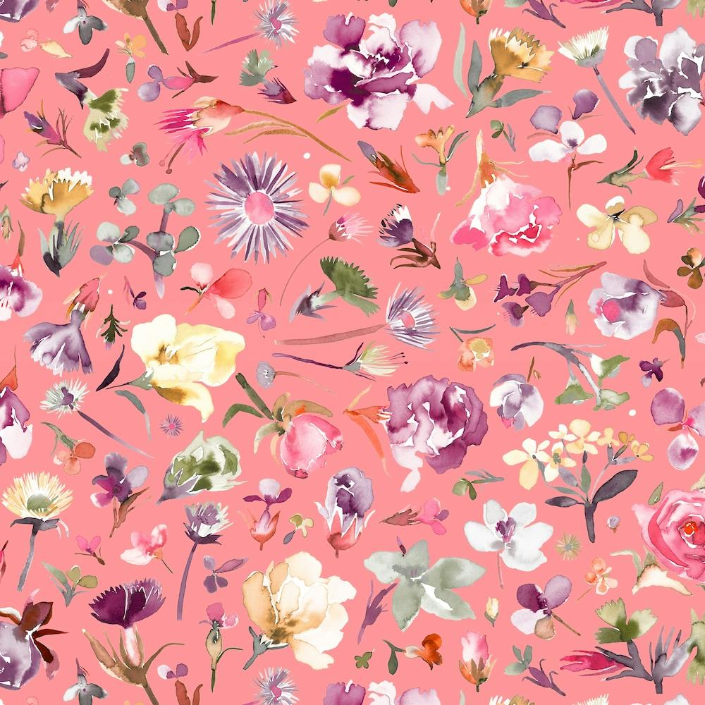 Flower Buds Coral Pink Square