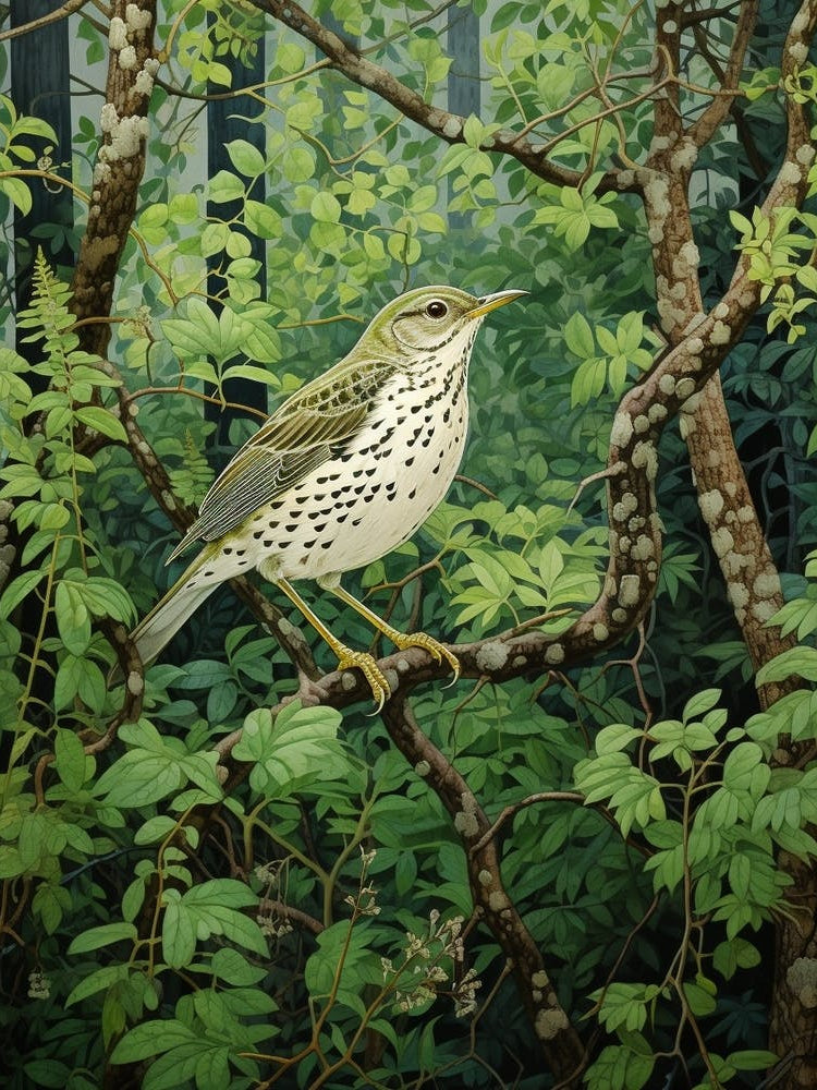 Ohara Koson Inspired Bird Painting Hermit 4