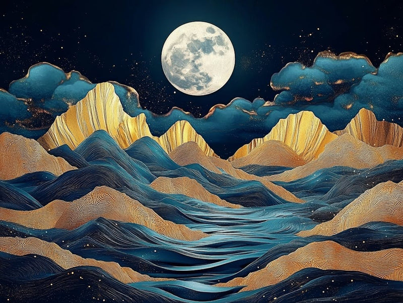 Full Moon Over Mountains 1