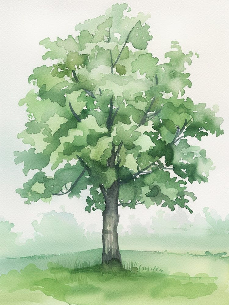 Linden Tree Atmospheric Watercolour Painting 8