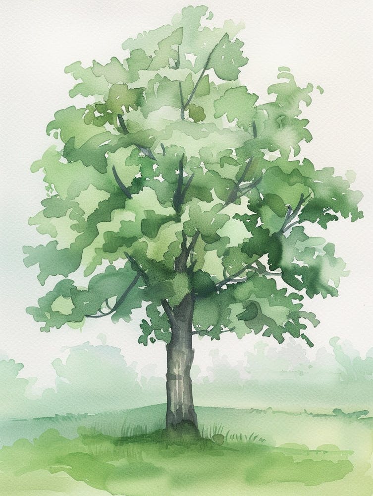 Linden Tree Atmospheric Watercolour Painting 8