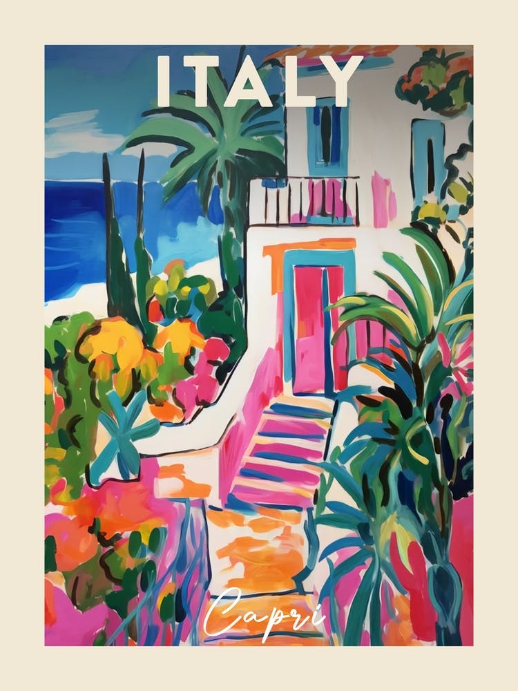 Capri Italy Fauvist Painting  Travel Poster