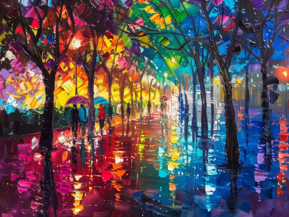 Regnerische Nacht im Park