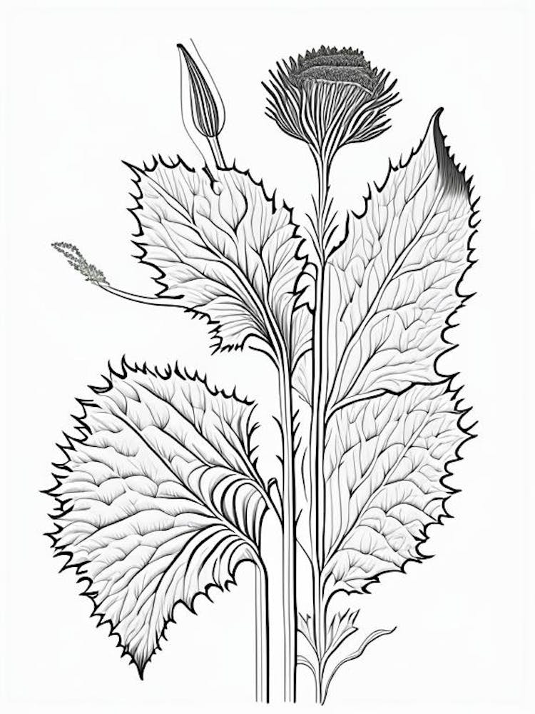 Burdock Herb William Morris Inspired Line Drawing 2