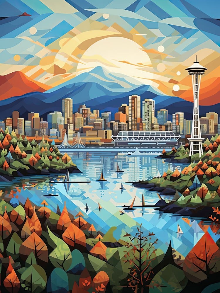 Vancouver, Canada, Geometric Illustration 4