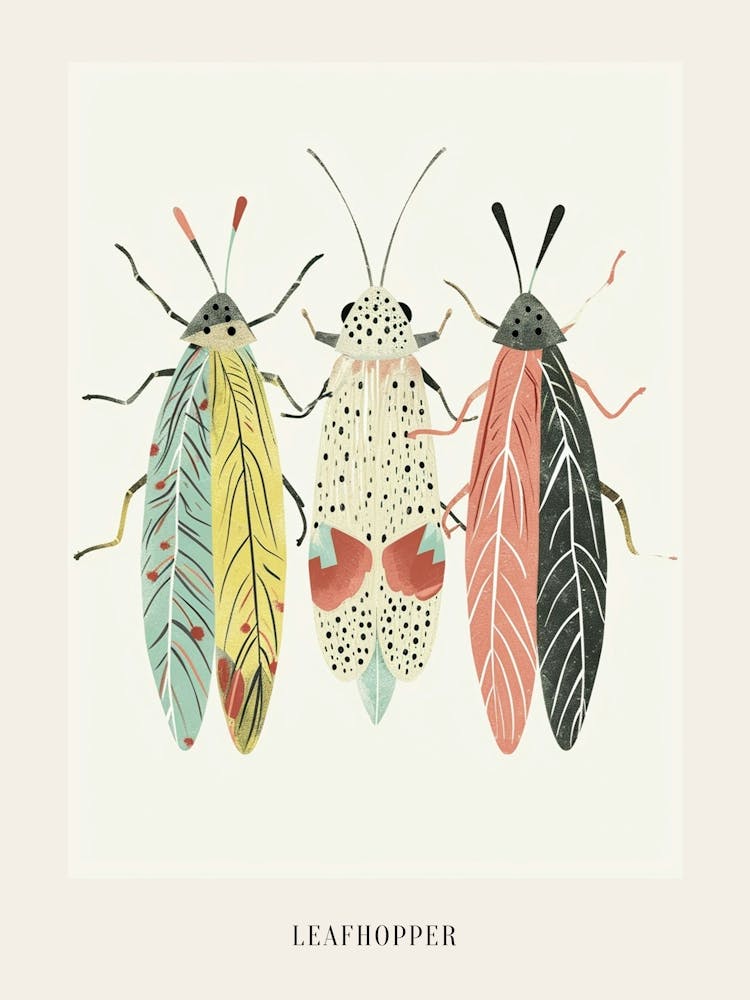 Colourful Insect Illustration Leafhopper 5 Poster