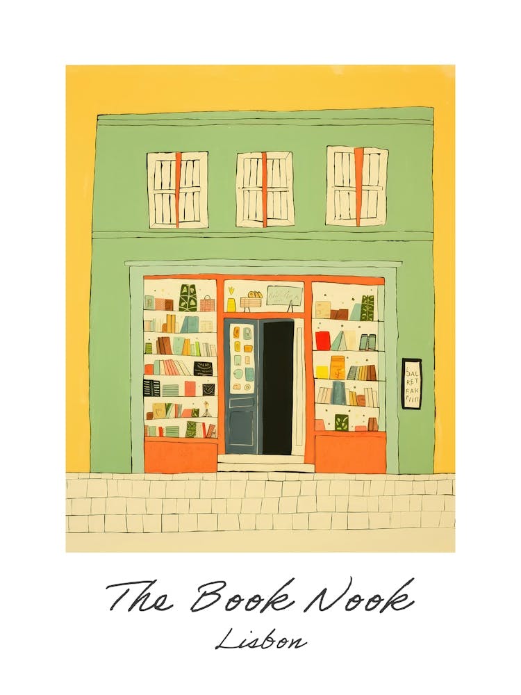 Lisbon The Book Nook Pastel Colours 2 Poster