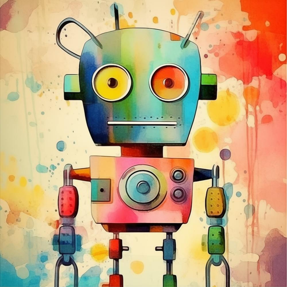 Mechanical Robot AI Watercolor