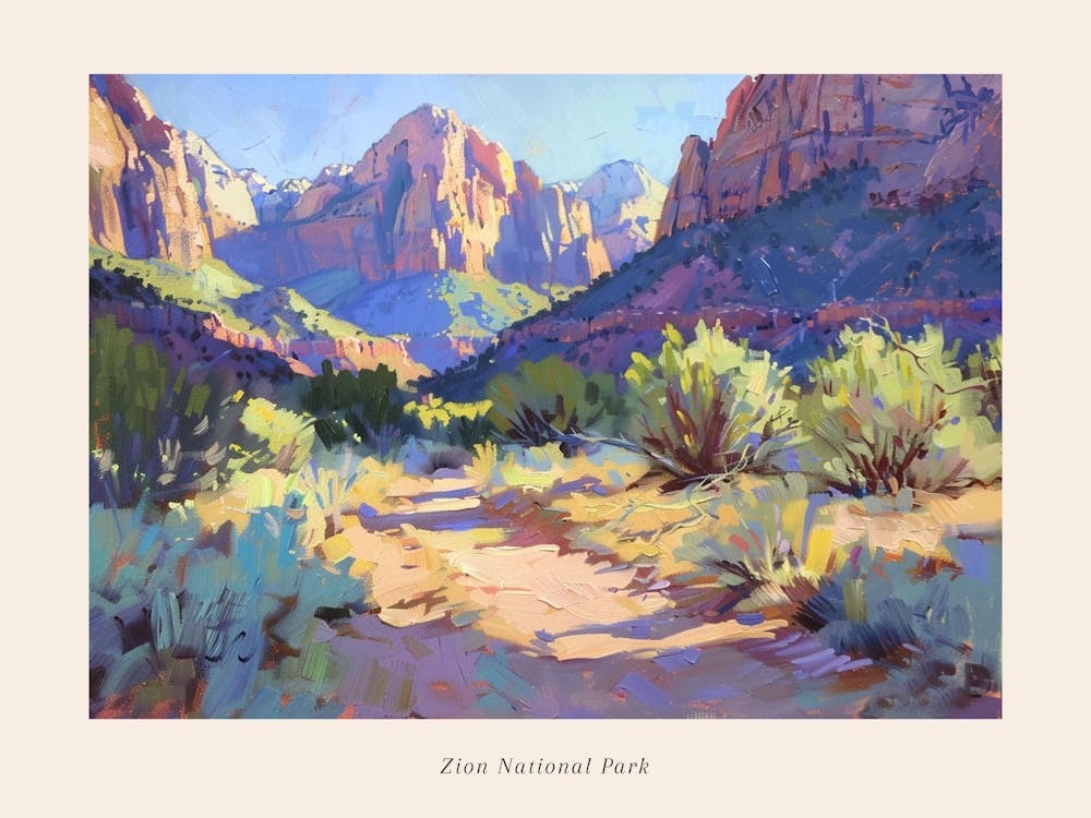 Westliche Sonnenuntergangslandschaften Zion National Park Utah 2 Poster