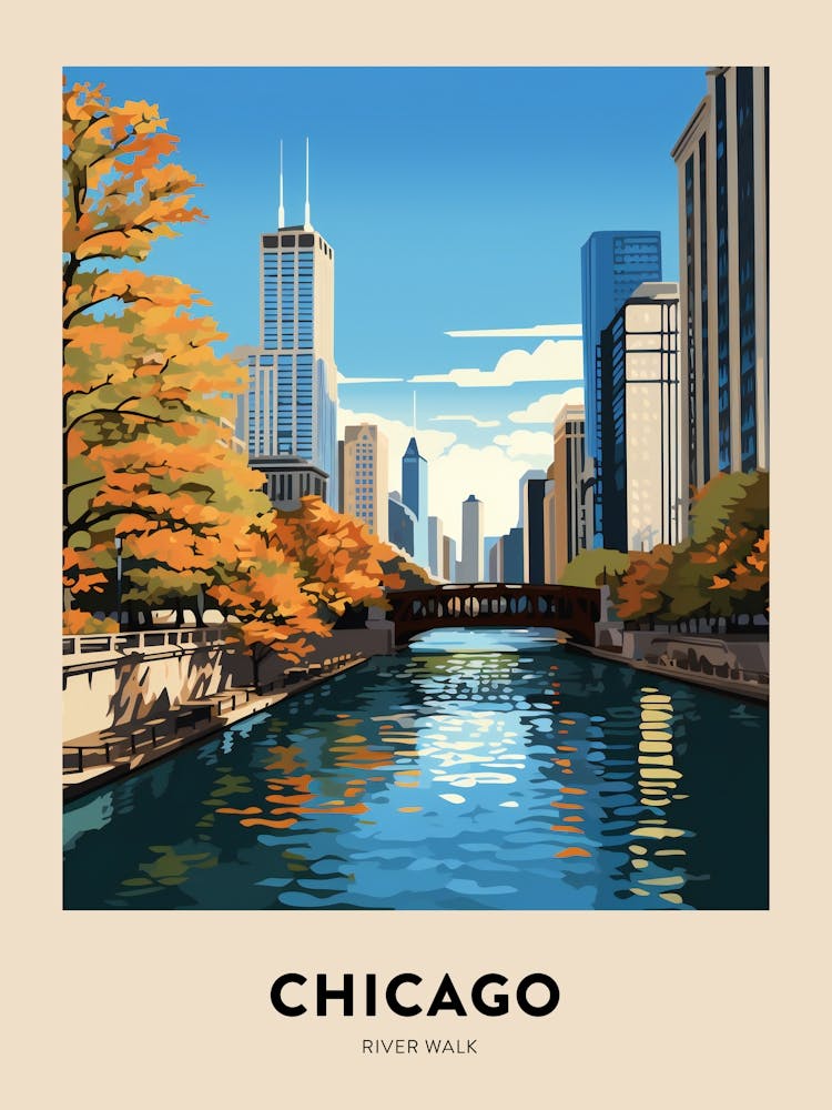 River Walk 6 Chicago Affiche de voyage