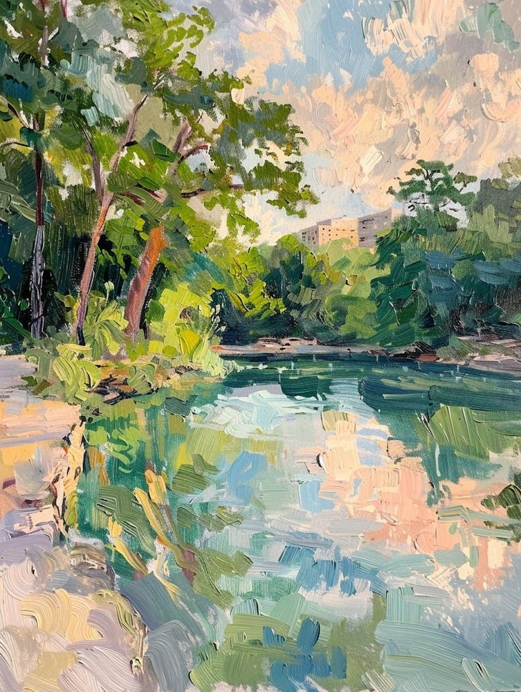 Barton Springs Pool Austin Texas Oil Painting 3