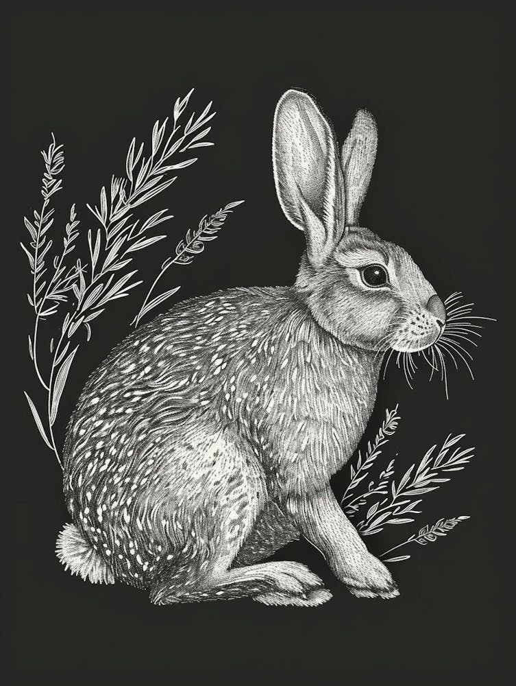 English Spot Rabbit Minimalist Illustration 3