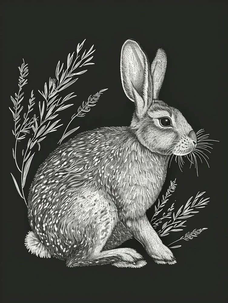 English Spot Rabbit Minimalist Illustration 3