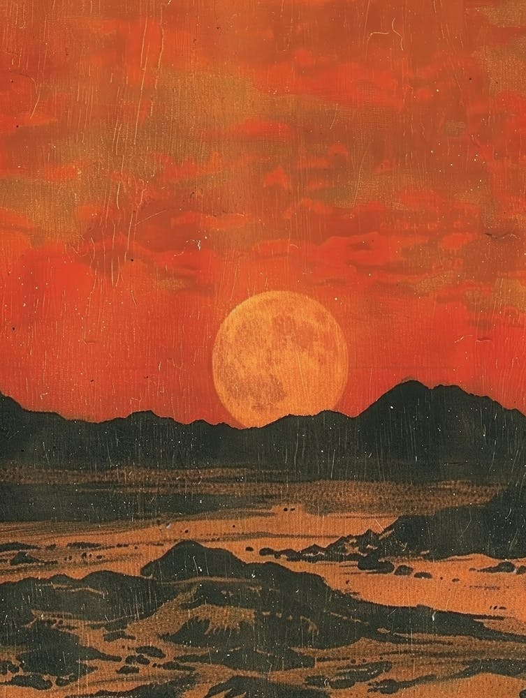 La Lune Se Lève Sur Le Désert