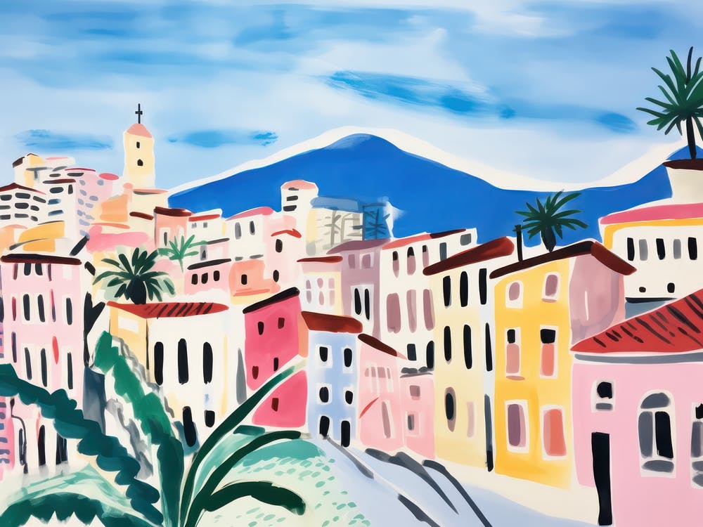 Genoa Italy Cute Watercolour Illustration 1