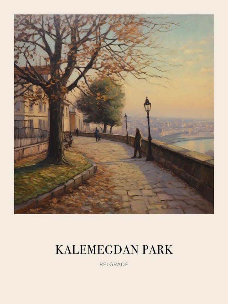 Kalemegdan Park Belgrade Serbia Vintage Cezanne Inspired Poster