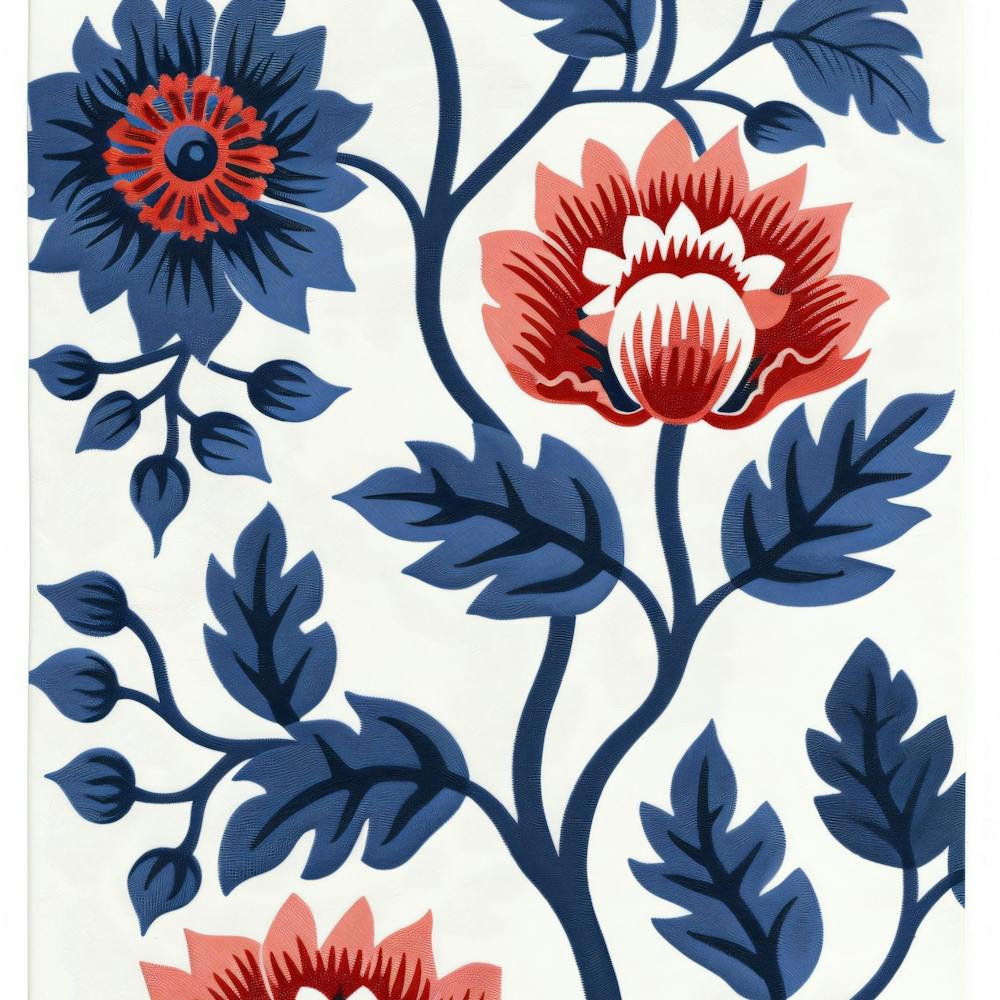Blue And Red Flowers