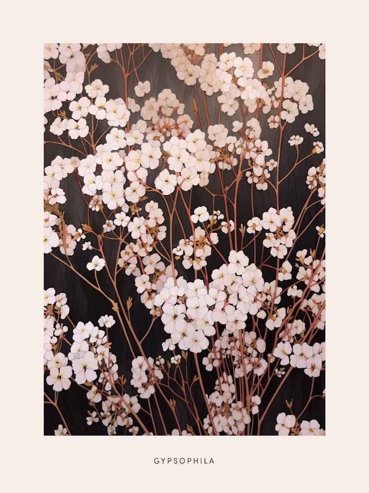 Flower Illustration Gypsophila Babys Breath 3 Poster