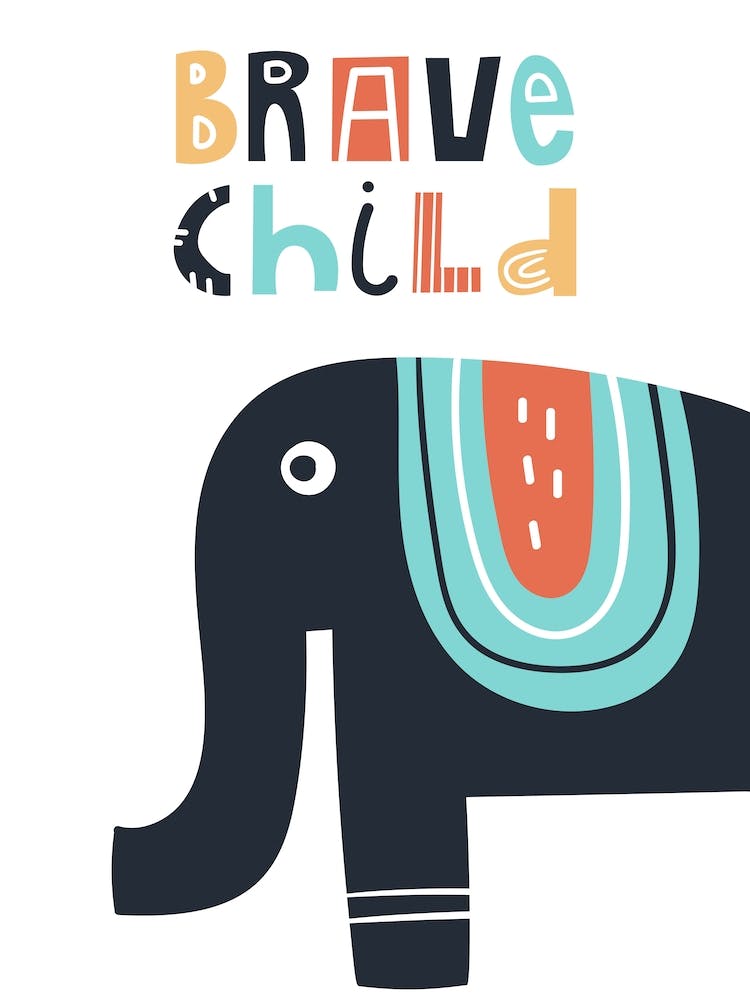 Brave Child Elephant Neutral Nursery Kids