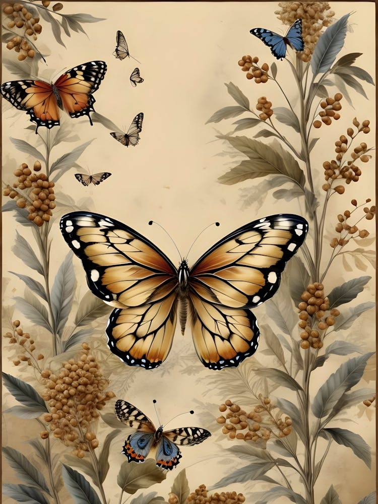 Luxury Butterfly Wall Art | Elegant Nature-Inspired Home Decor | Botanical Aesthetic Prints for Living Room & Bedroom