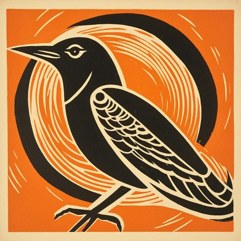Retro Bird Lithograph Robin 1