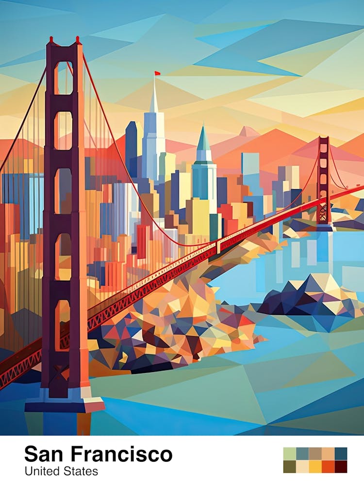 San Francisco, Usa, Geometric Illustration 4 Poster