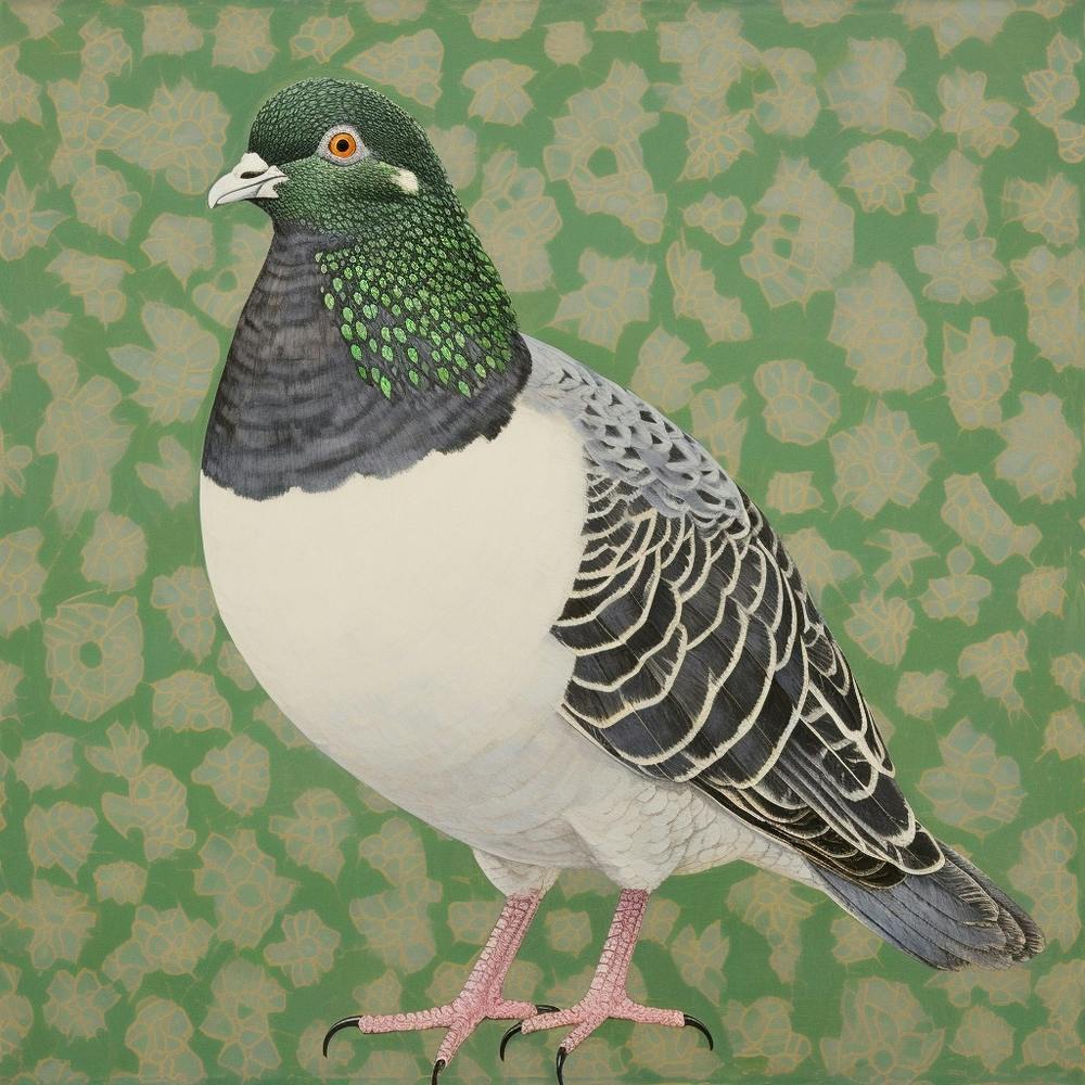 Ohara Koson Inspired Bird Painting Pigeon 2 Square