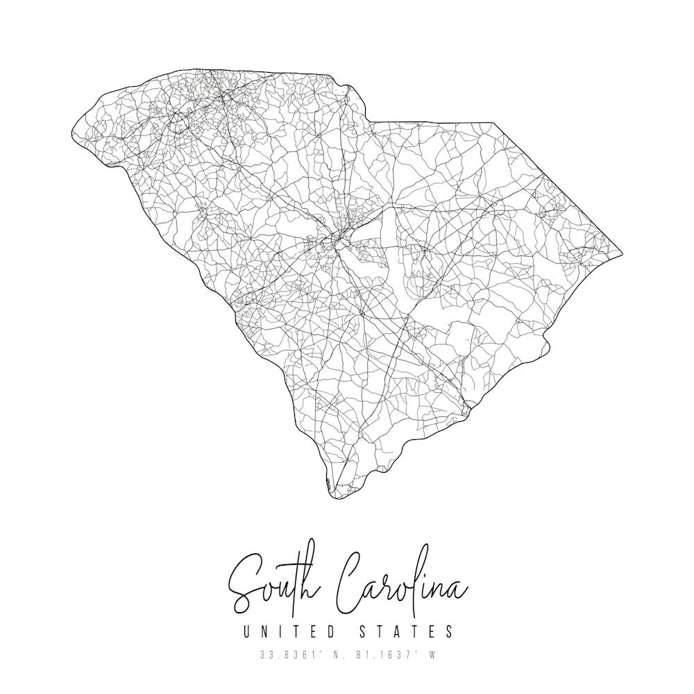 South Carolina Minimal Street Map Square