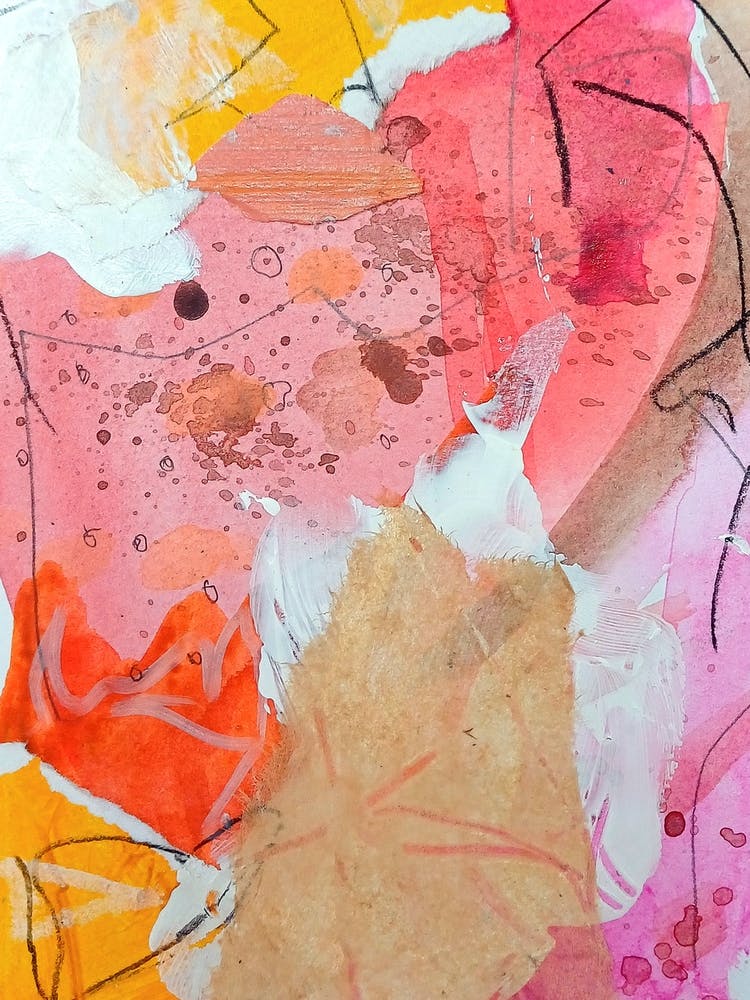 Abstract Painting Pink Neon Neutral