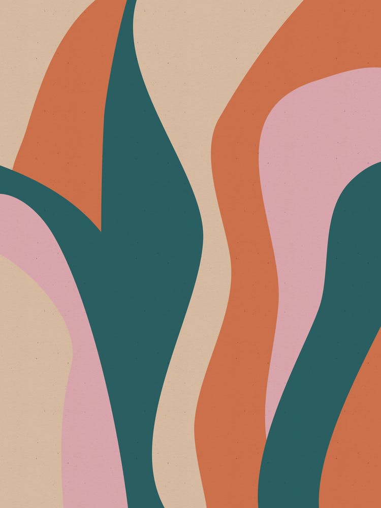 Modern Abstract Lines in Burnt Orange and Teal