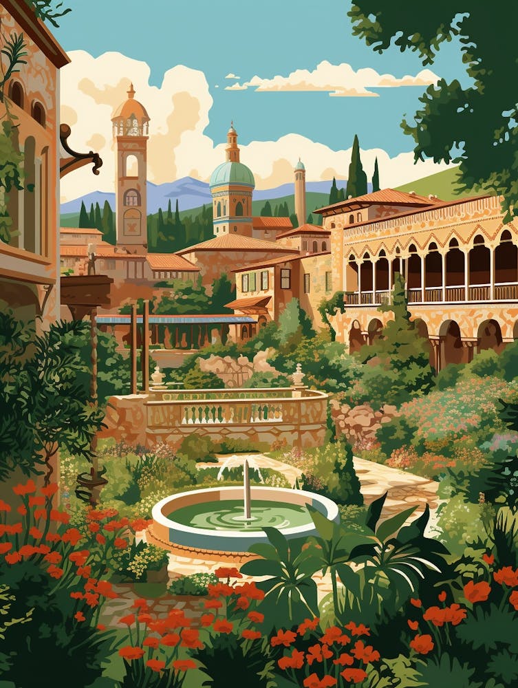 Tivoli Gardens Italy Gärten Illustration 1