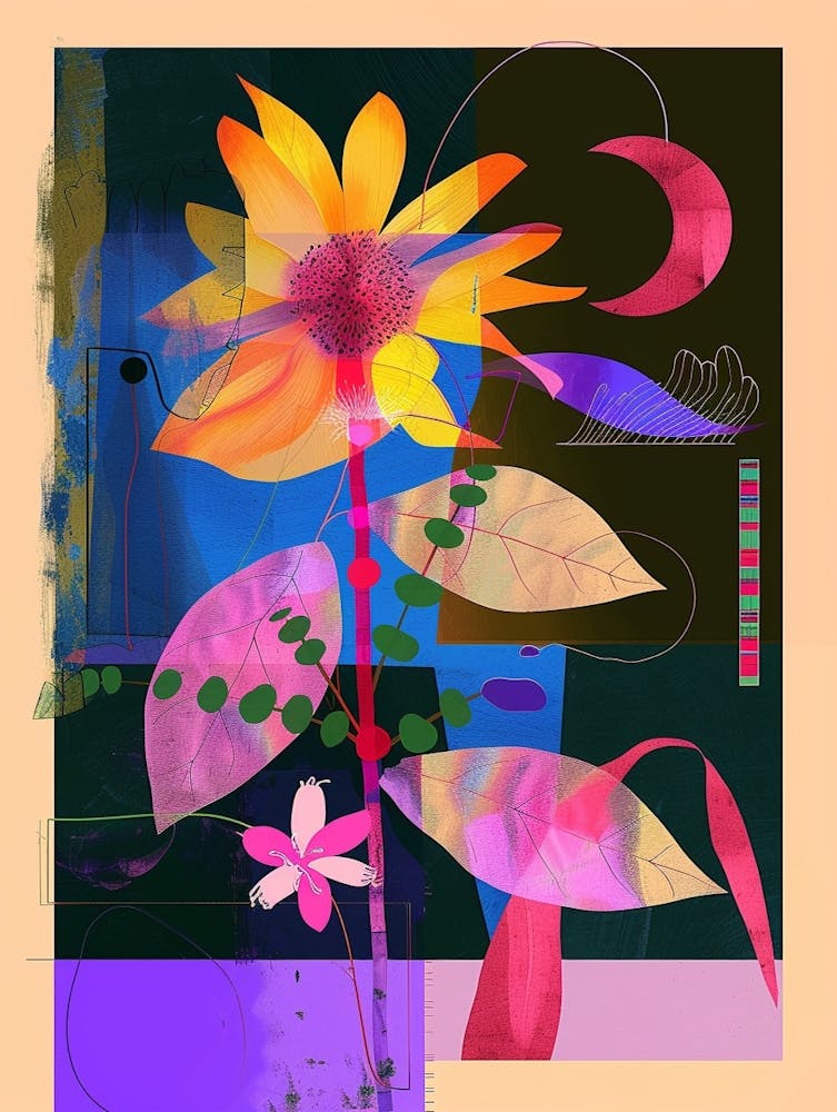 Moonflower 2 Neon Flower Collage