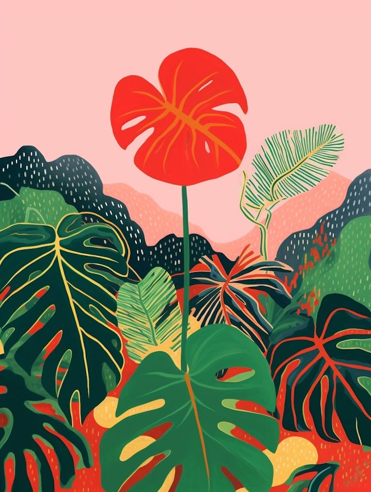 Boho Plant Painting Swiss Cheese Plant 1