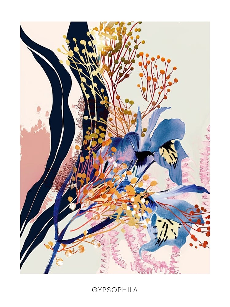 Colourful Flower Illustration Poster Gypsophila 6