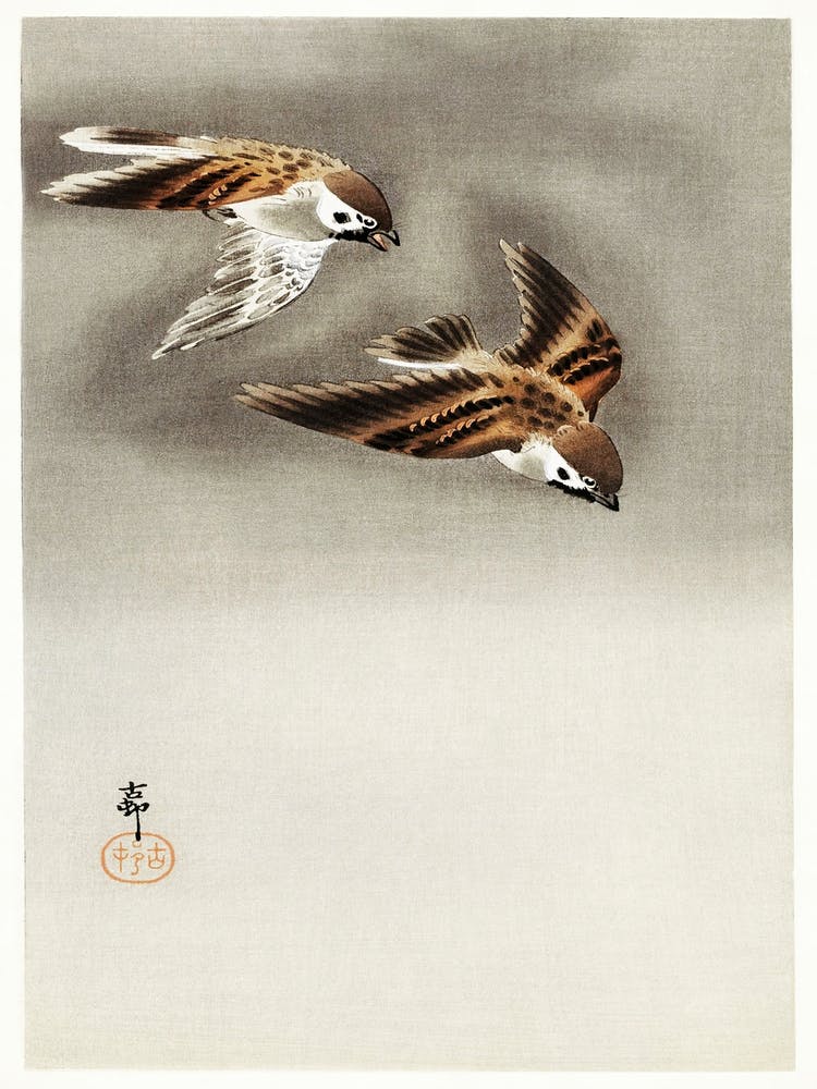 Ring Sparrows In Snow (1900 1930), Ohara Koson