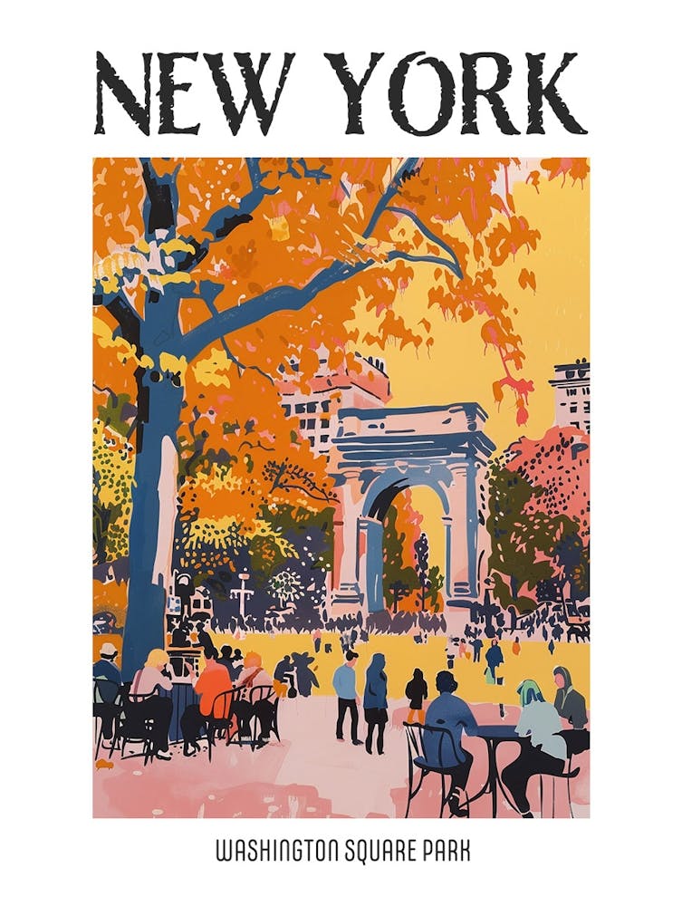 Washington Square Park New York Colourful Silkscreen Illustration 2 Poster
