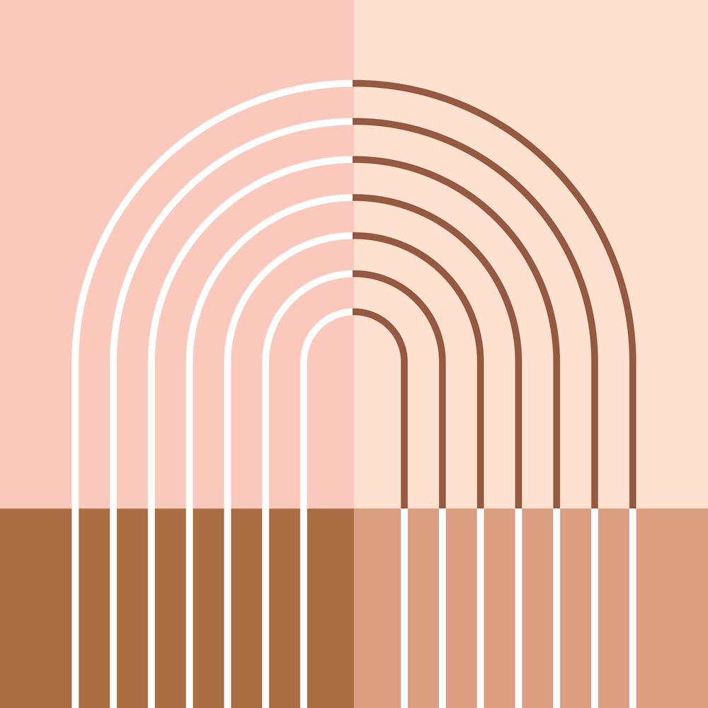 Rainbow Colour Block Line Modern Midcentury Abstract 3