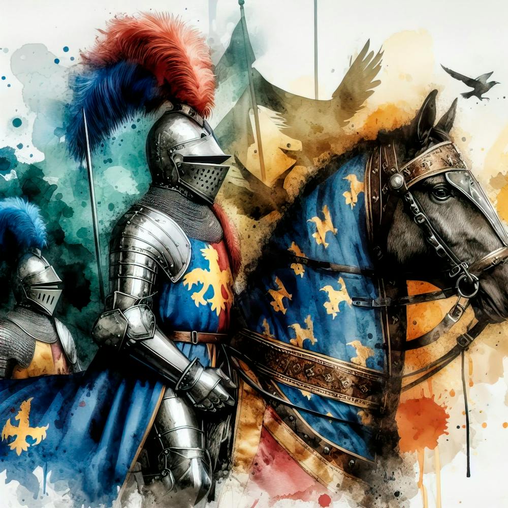 Watercolor Drawing Of A Medieval Knight 1