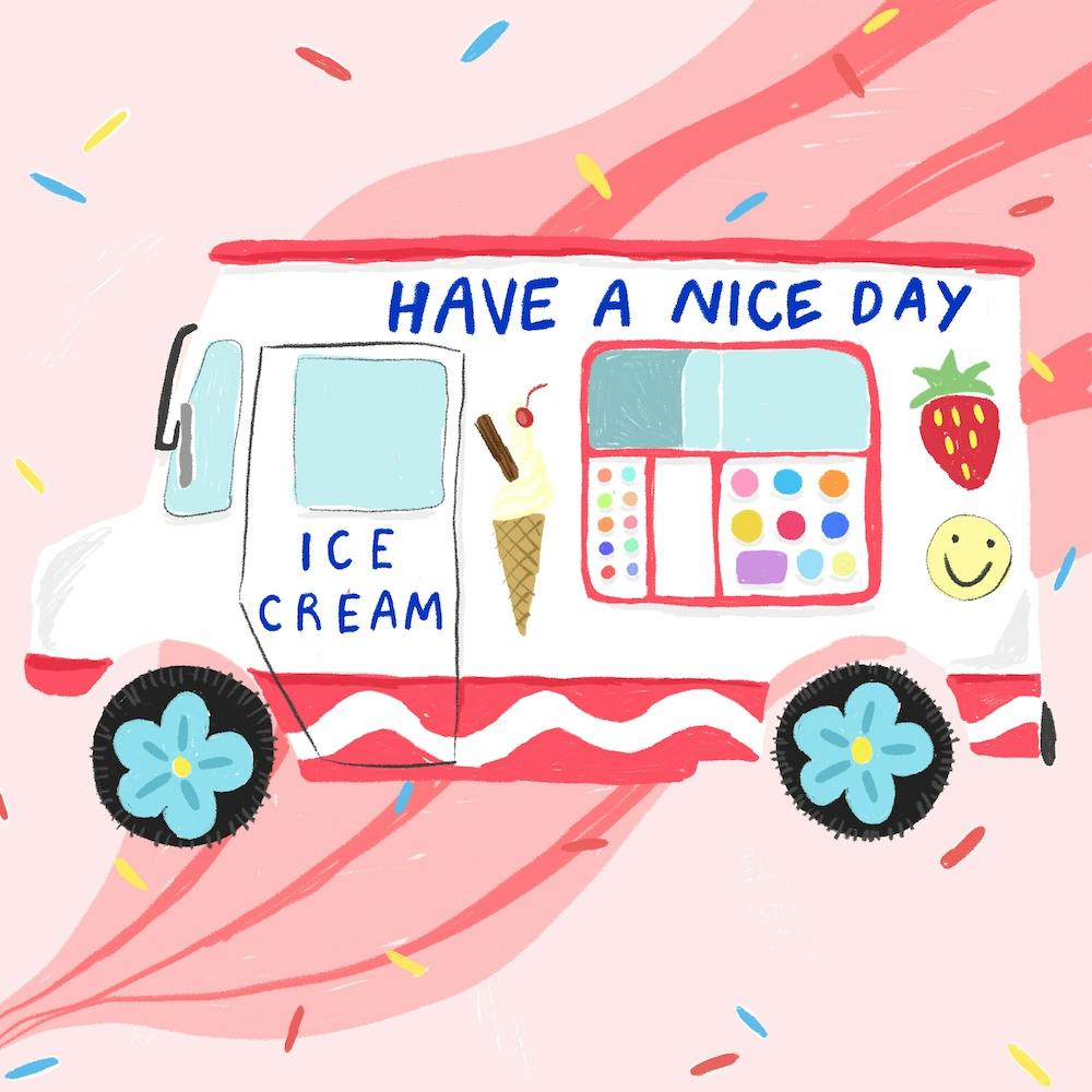 Ice Cream Truck Have A Nice Day Square