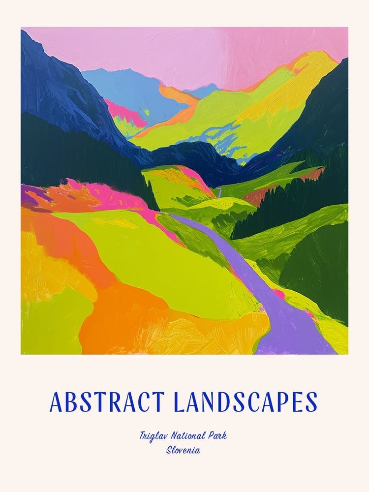 Colourful Abstract Triglav National Park Slovenia 3 Poster Blue