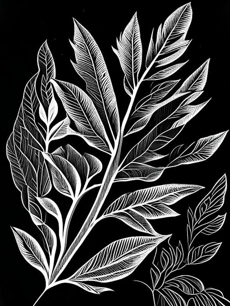 Tea Tree Leaf Linocut 1