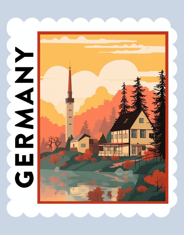 Germany 1 Travel Stamp Poster